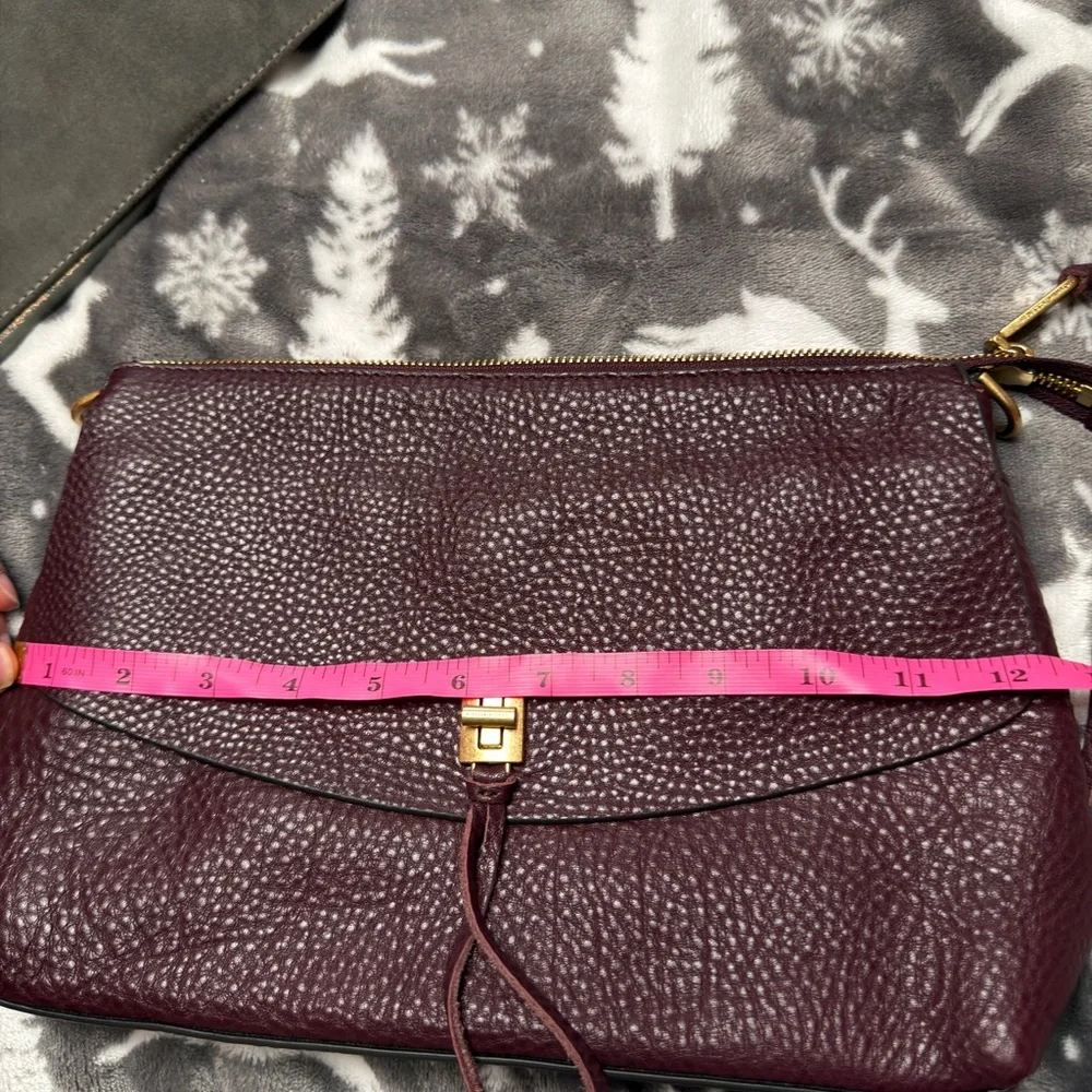 Rebecca Minkoff Darren Top Zip Shoulder Bag  Oxblood 100% Genuine Leather Gold - Picture 14 of 16